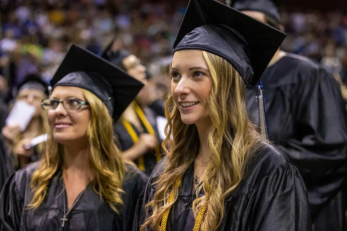 Student wearing cap and gown