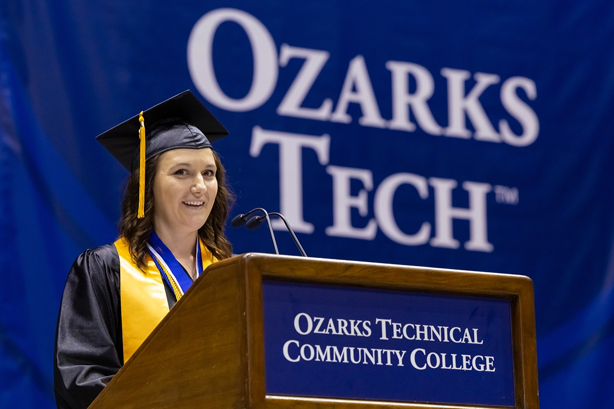 Student Speaker at podium