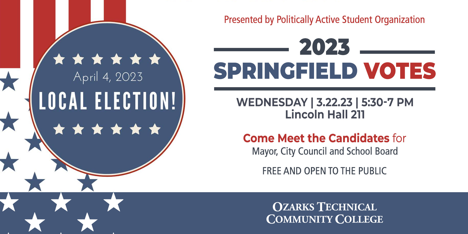 Politically Active Springfield Votes event banner