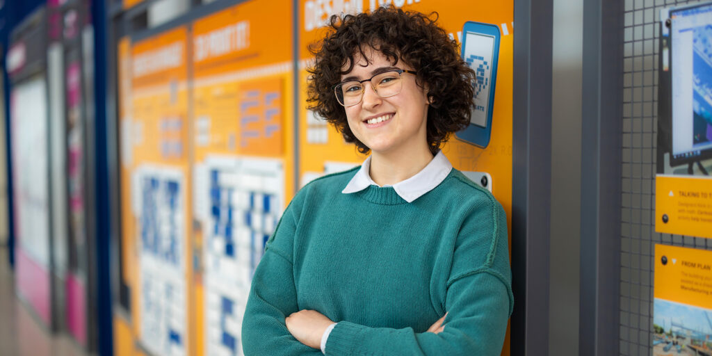 Ozarks Tech student Alyssa Pritchard is depicted in the Emerson Innovation Discovery Lab