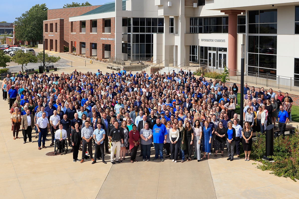 Ozarks Tech Employees Outside of the Information Commons Building
