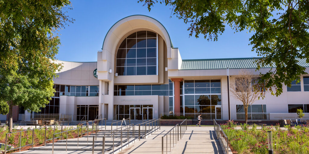 Information Commons building at Ozarks Tech's Springfield campus is depicted