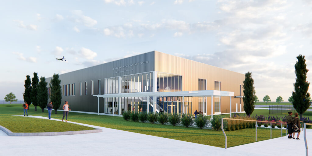 A render of Ozarks Tech's Airframe and Powerplant Training Center