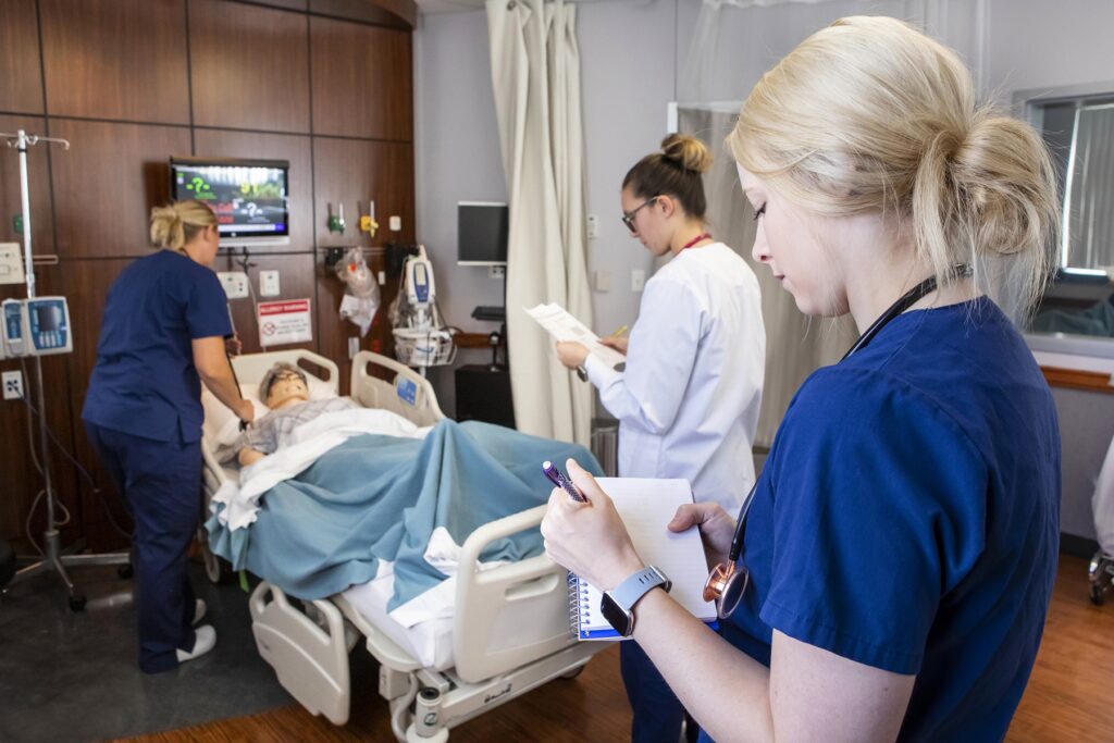 Ozarks Tech Students are depicted using the simulation lab