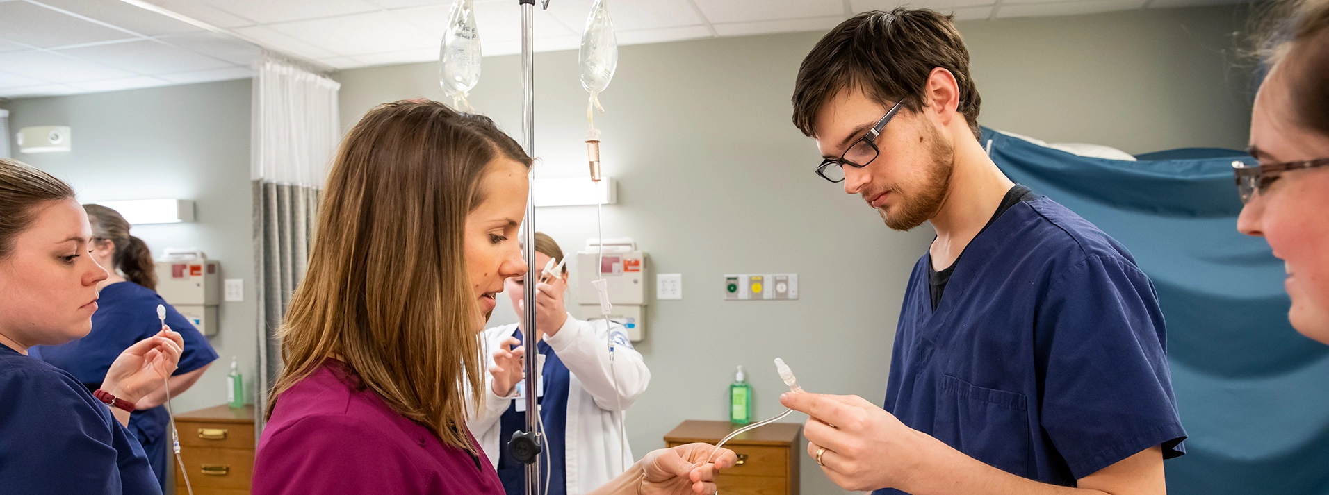 Students practice IV Therapy